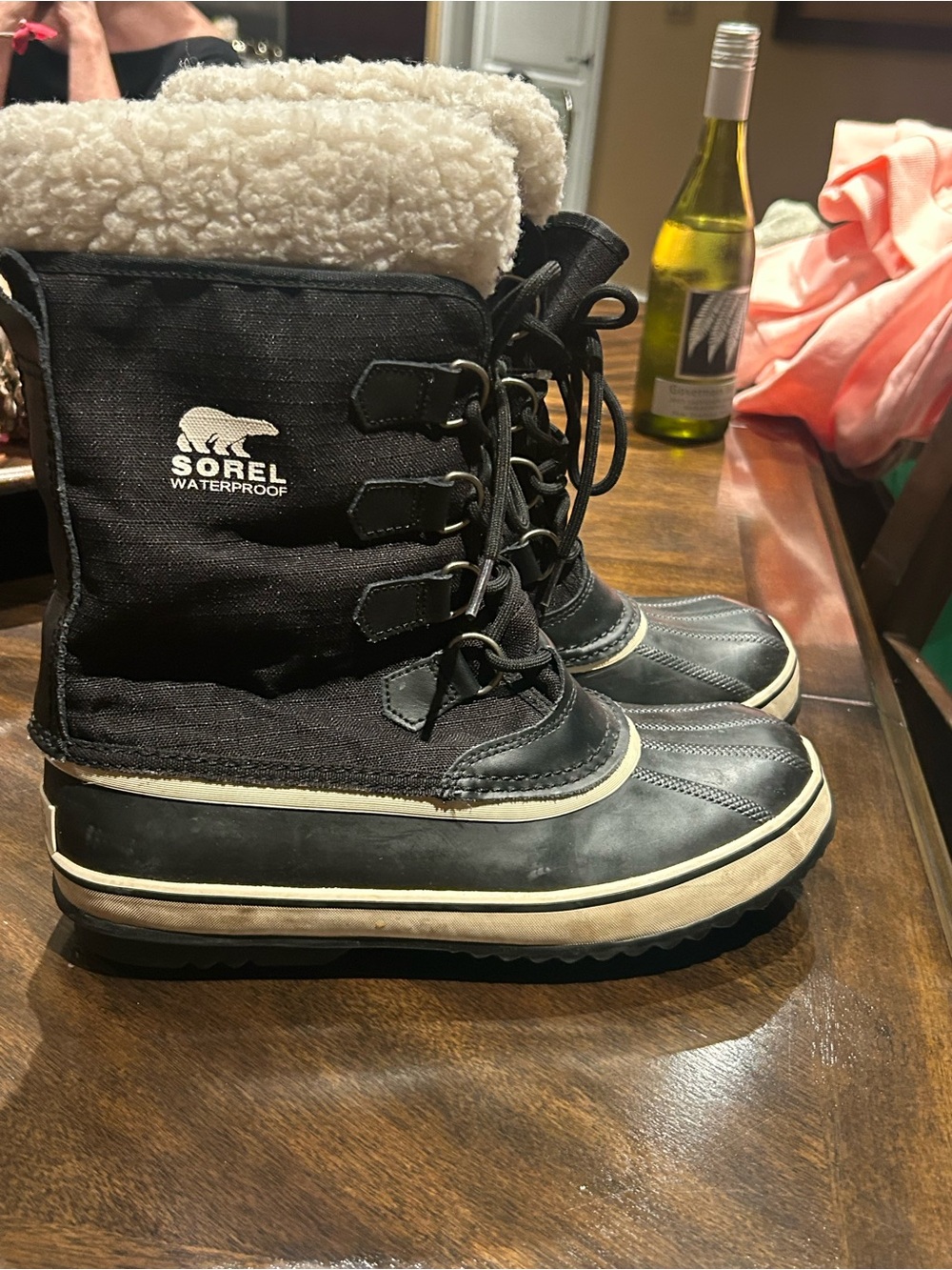 Sorel womens Winter Carnival Black and Cream Waterproof Winter Boots 10.5